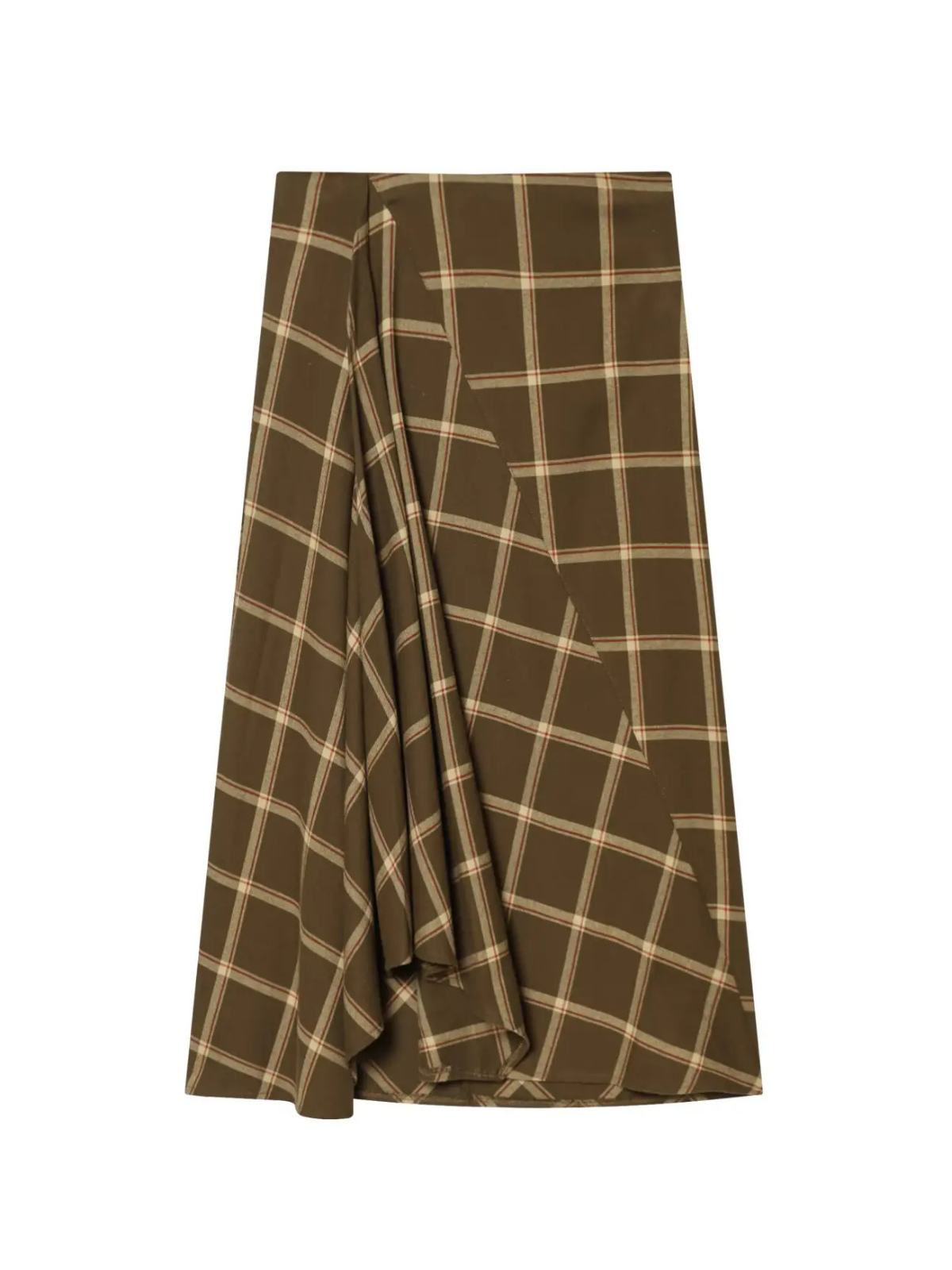 Plaid Ruffle Midi Skirt