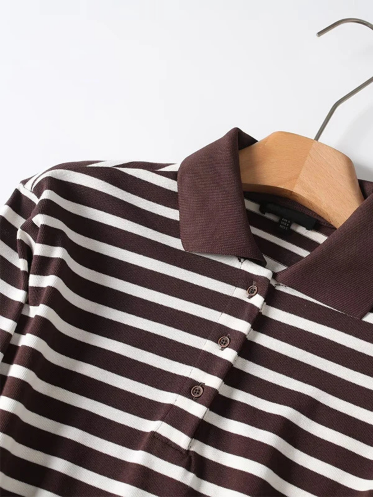 Striped Knit Lapel Collar Sweater