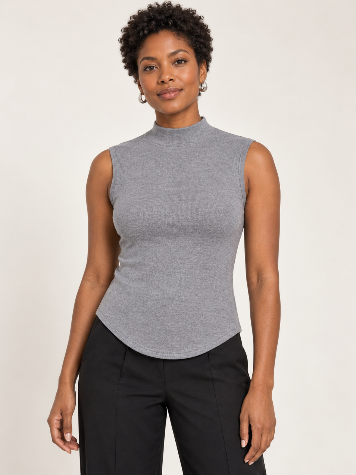 Élodie Stand-Collar Cotton Knit Top