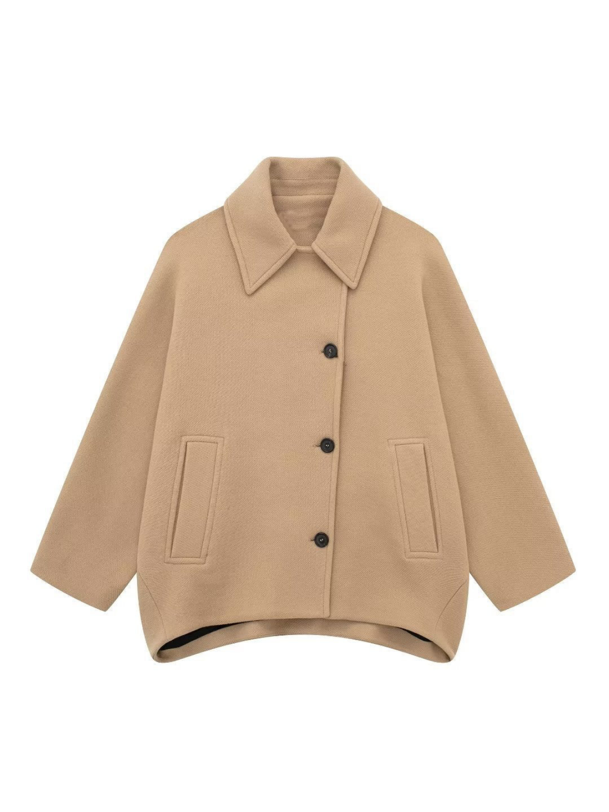 Solid Oversized Pocket Button Coat