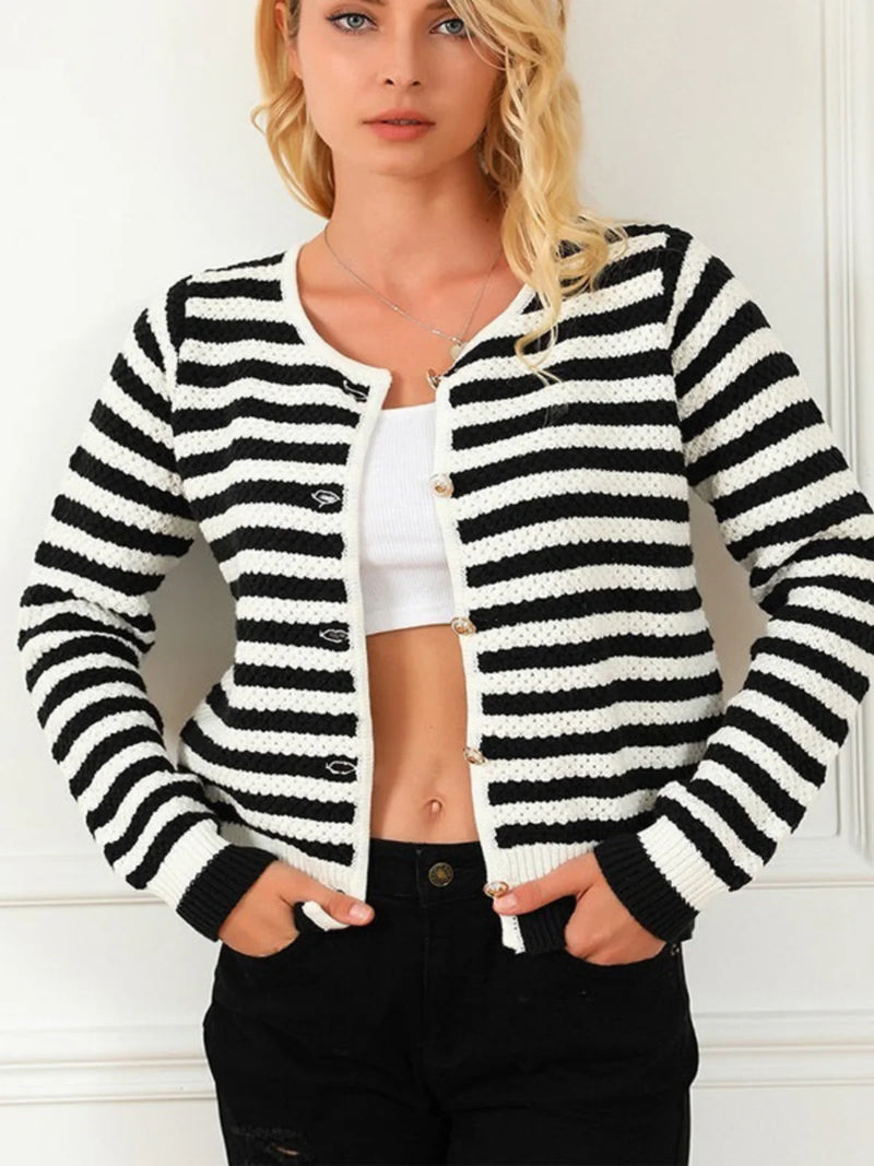 Always Elegant Wide Striped Cardigan