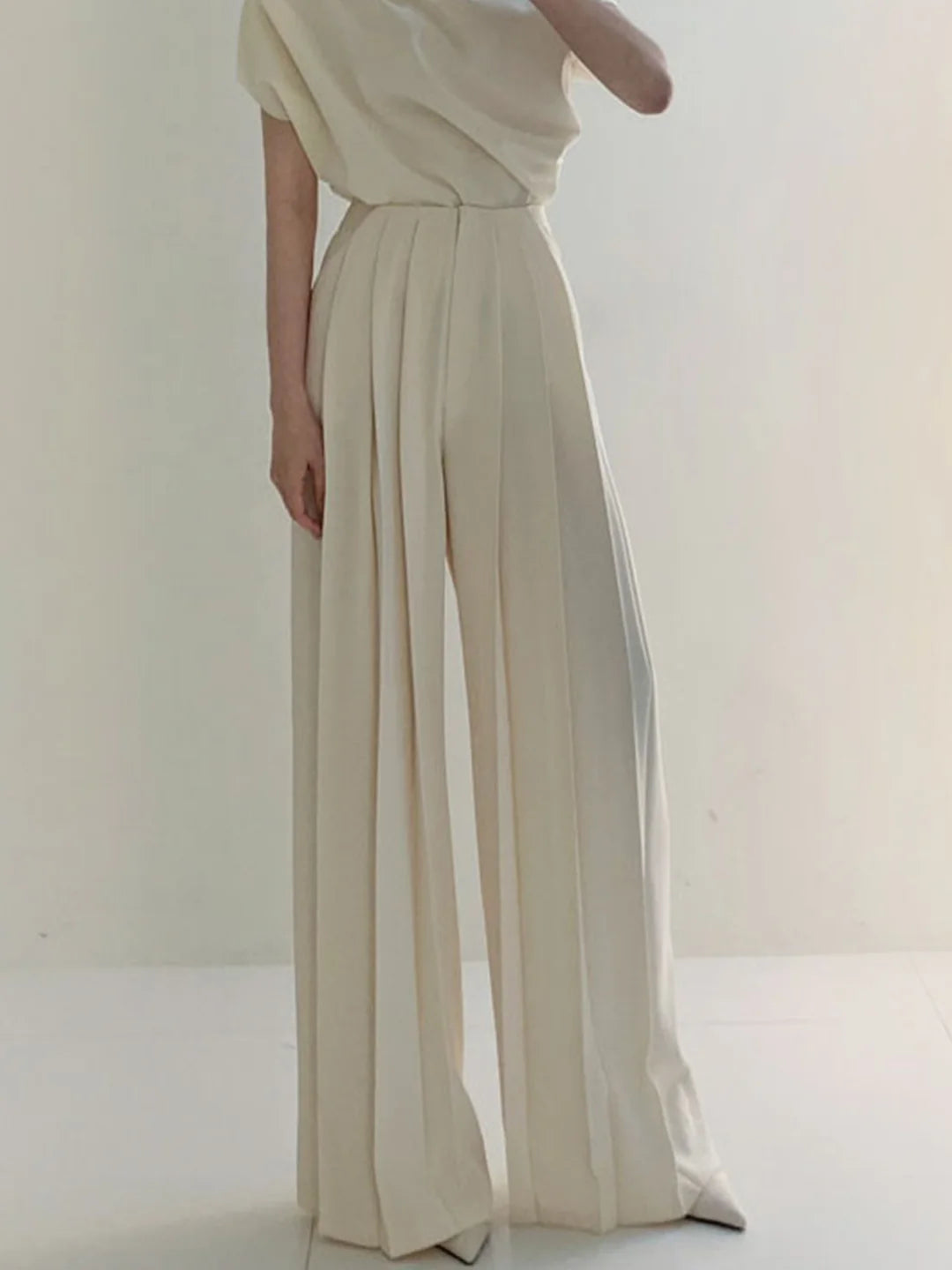 Pleated High Waist Wide Leg Pants Loose Straight Pants