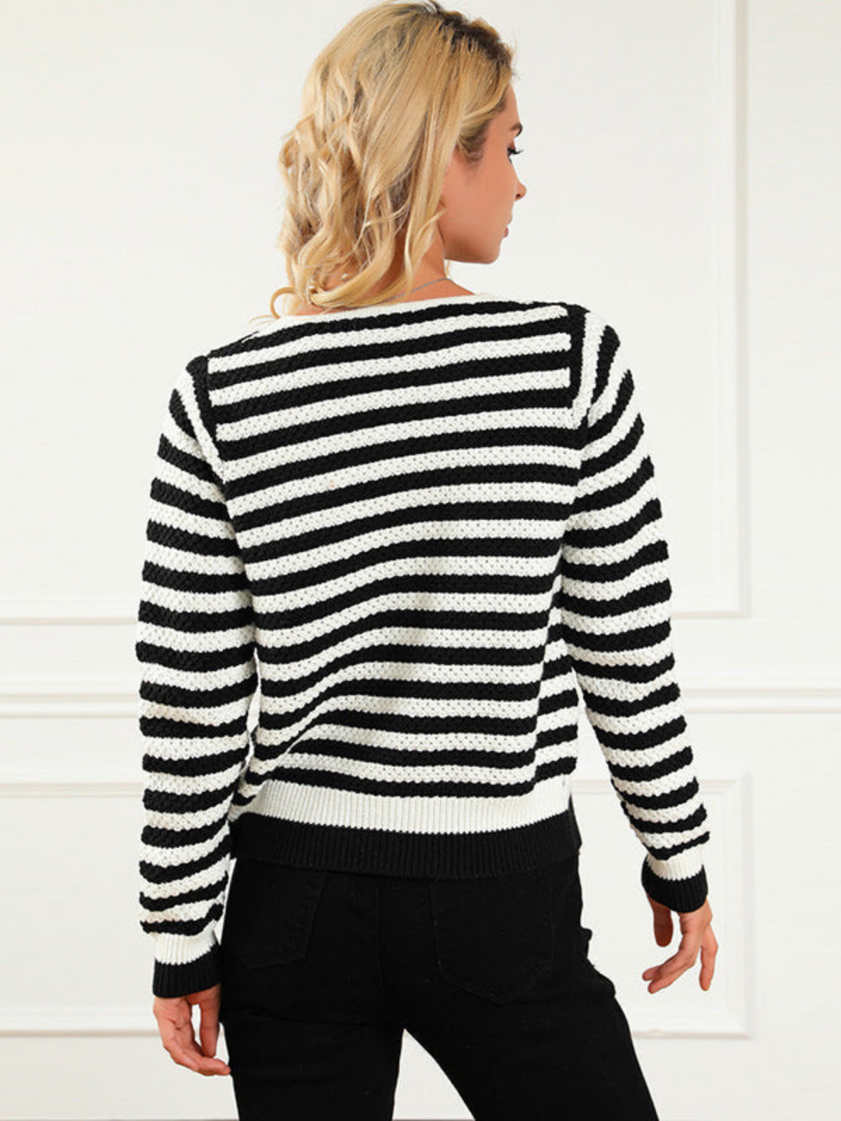 Black Striped Cardigan