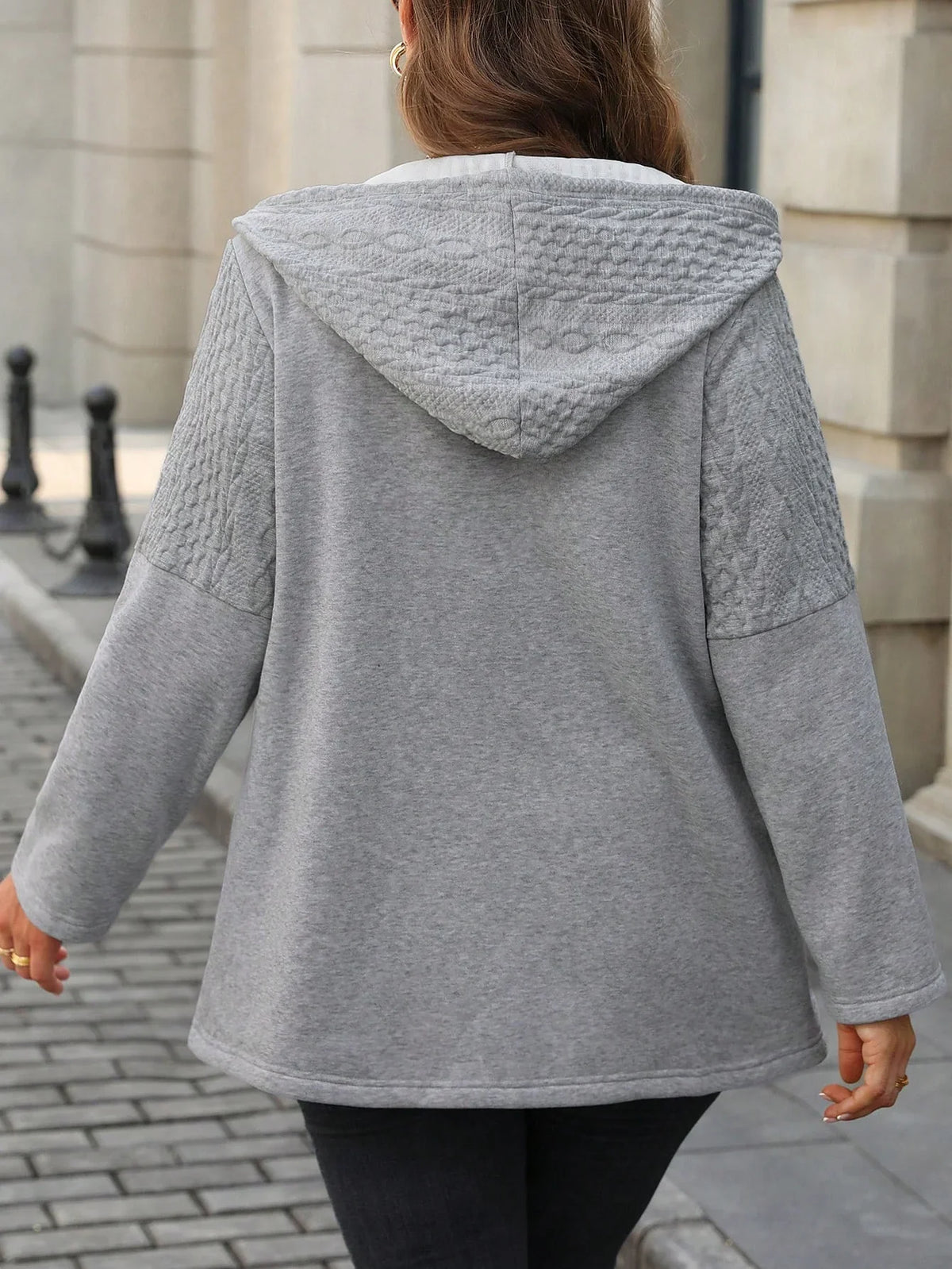 Hooded Zip Up Drawstring Coat For Casual Fall Winter Wear | LA FEMME ...