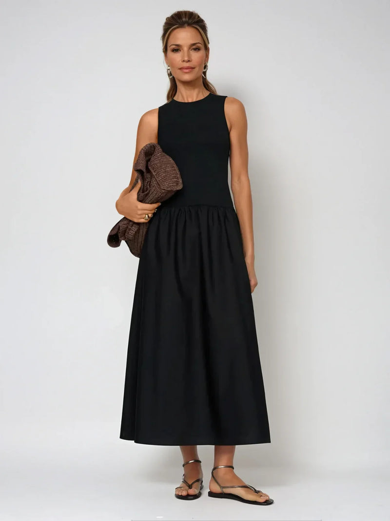 Round Neck Casual Stitching Vest Dress