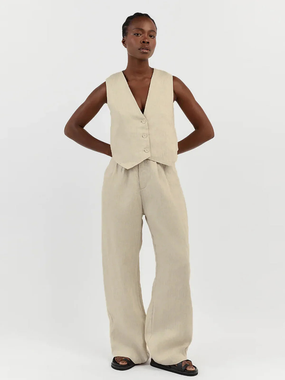 Linen Vest & Trousers Set | LA FEMME WANDERER
