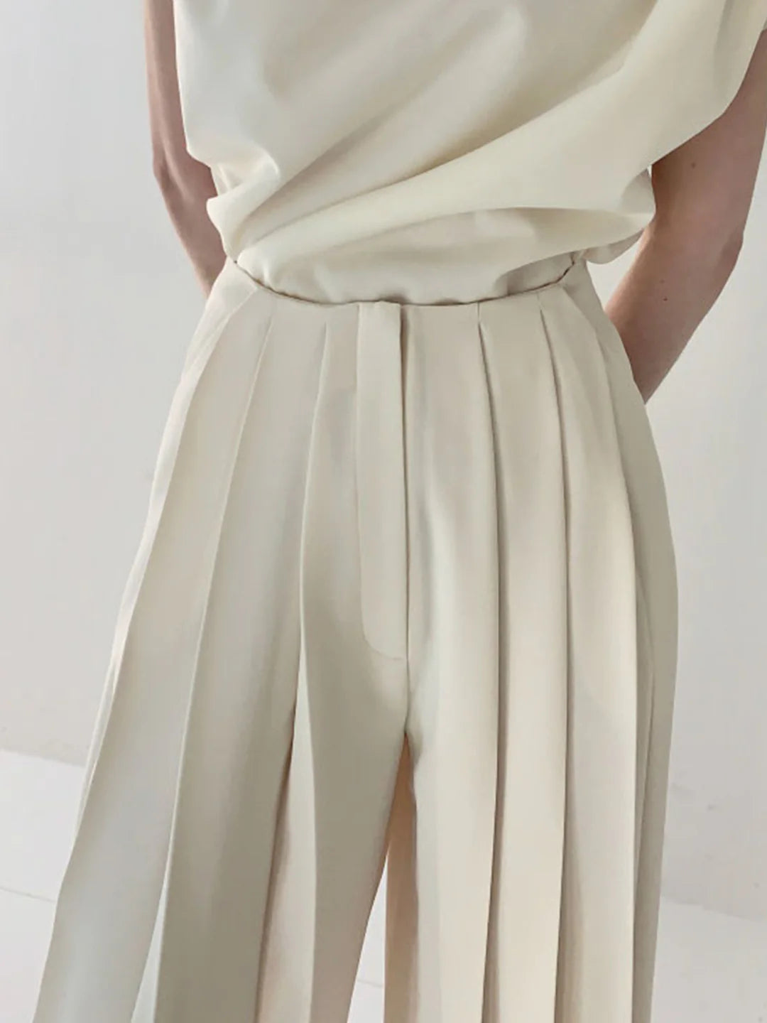 Pleated High Waist Wide Leg Pants Loose Straight Pants