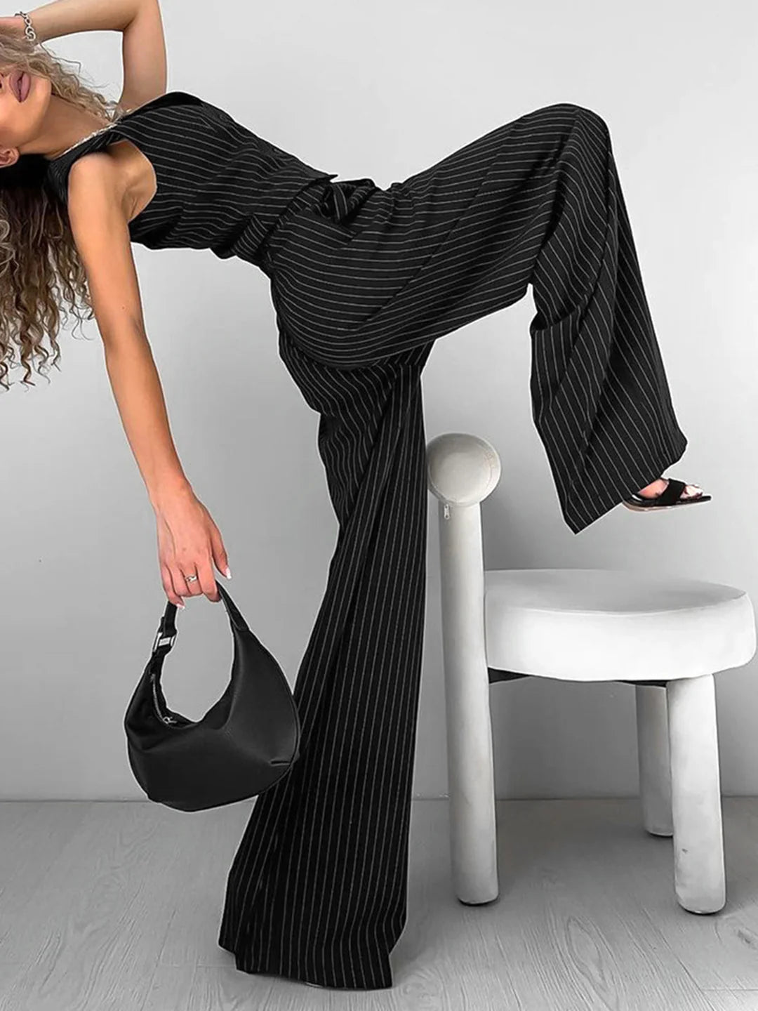 Relaxed Striped Vest & Pants Matching Set