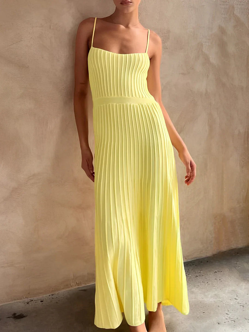 Tube-top High Waist Sling Pleated Dress