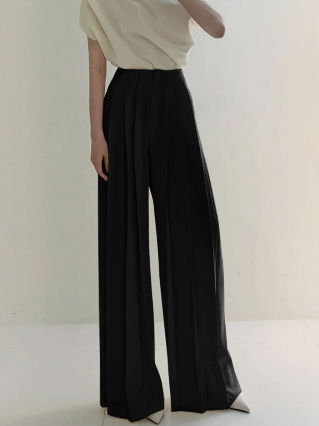 Pleated High Waist Wide Leg Pants Loose Straight Pants