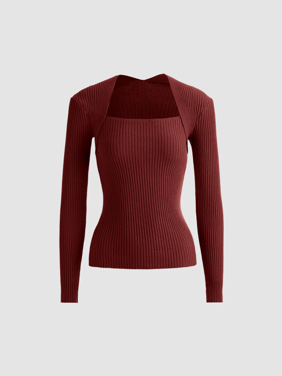 Bronzework Knitted Ribbed Pullover Sweater - LA FEMME WANDERER