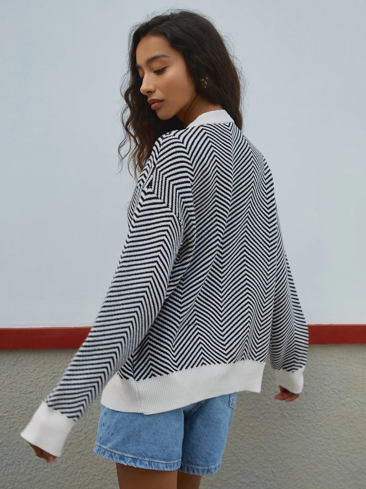 Oversized Herringbone Cardigan