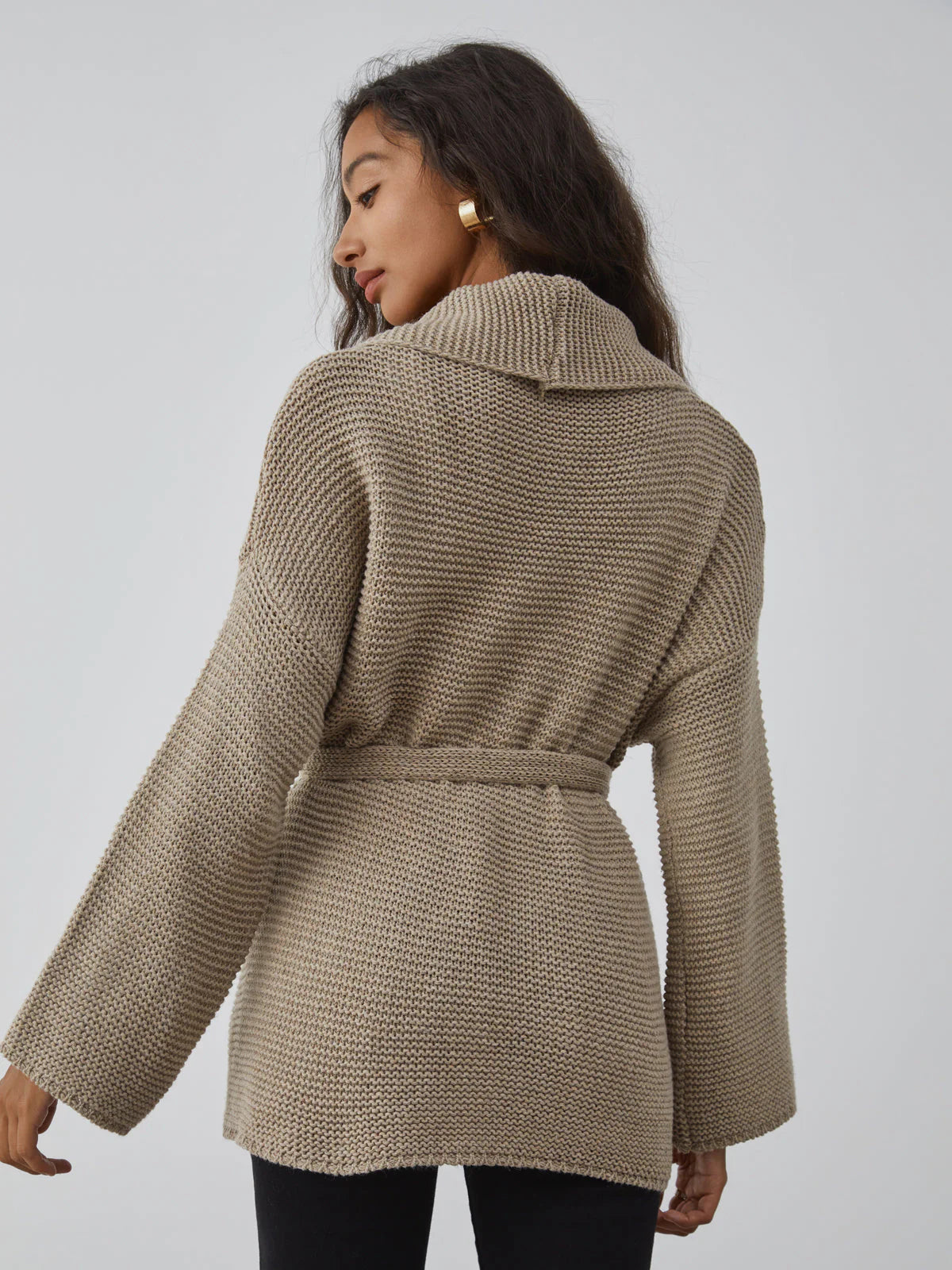 Taupe Tie Cardigan