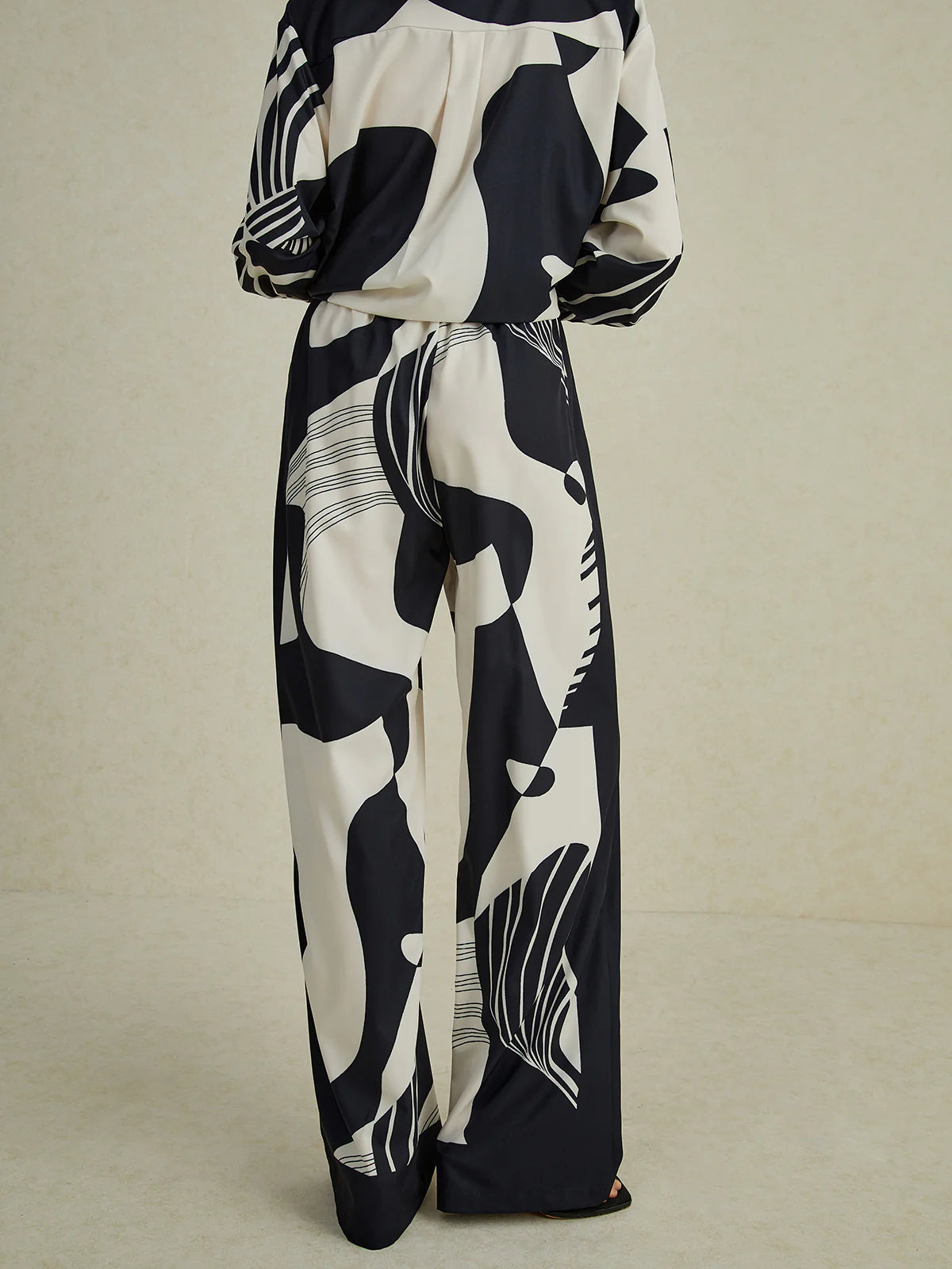 Irregular Print Wide Leg Pants Set