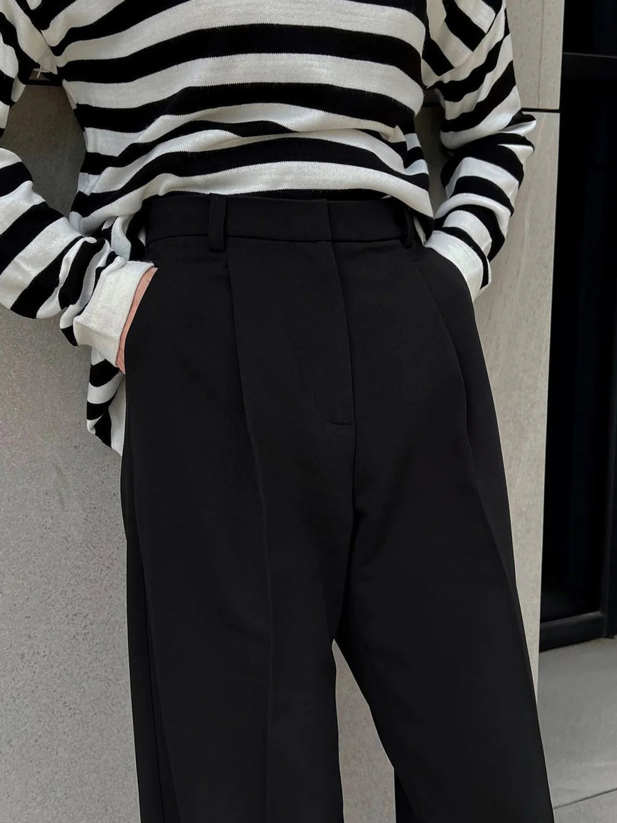 High-Waist Wide Leg Black Pants