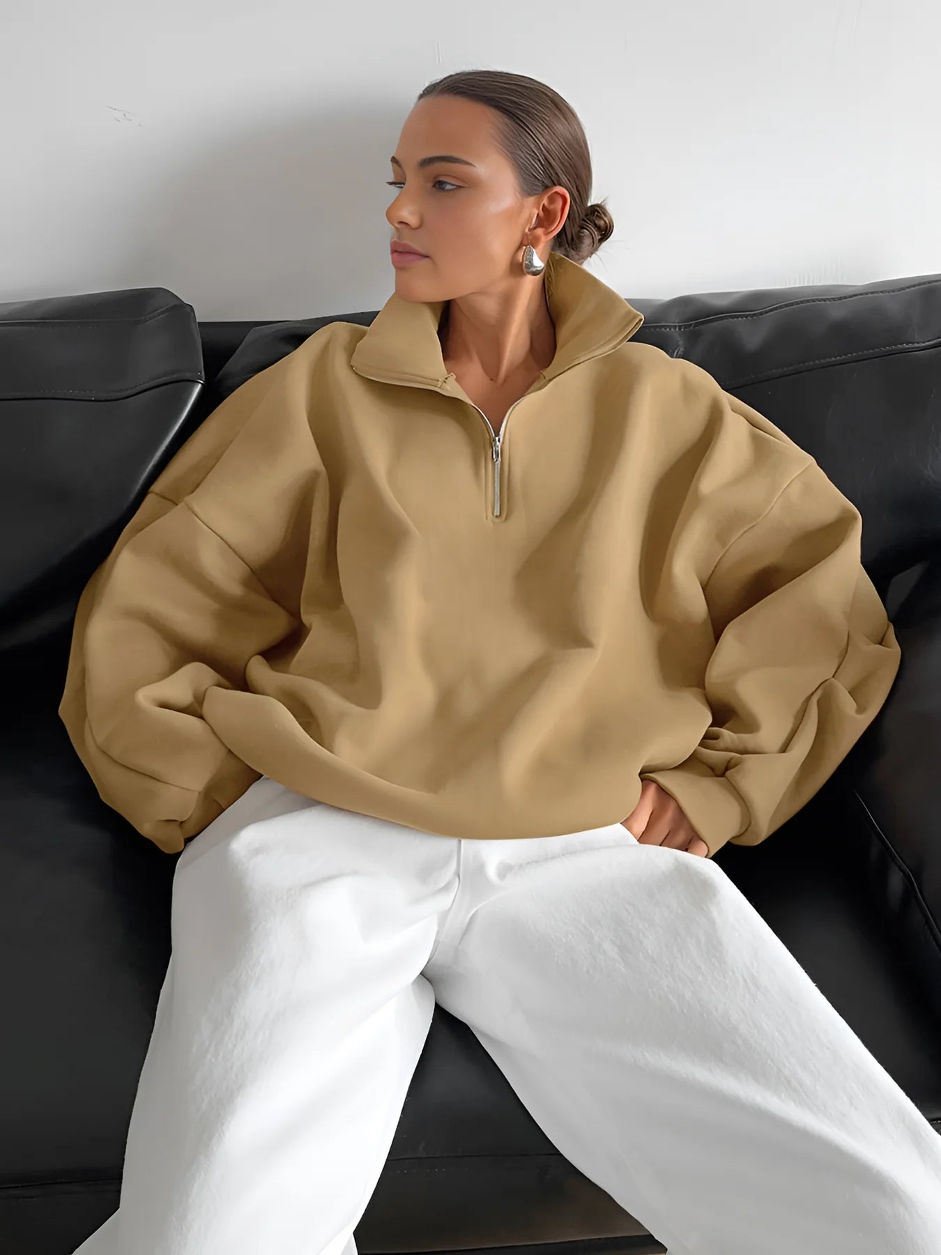 Lapel Zipper Pullover Sweatshirt