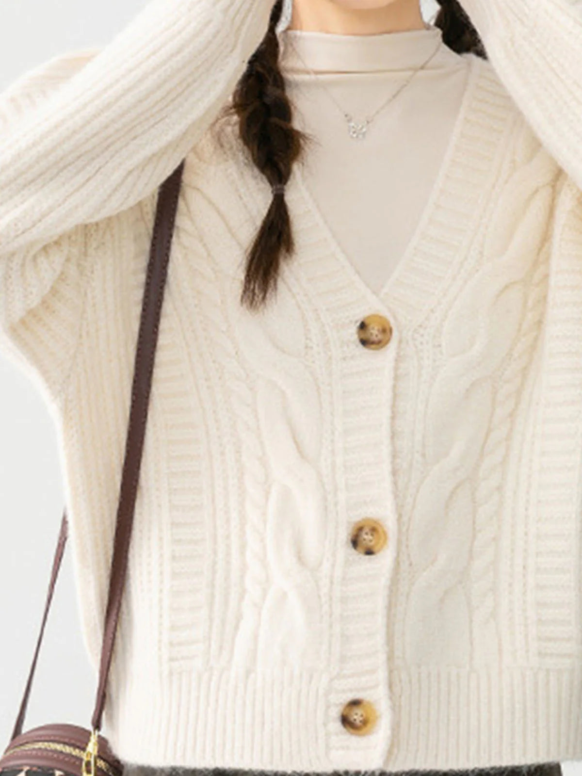 Button Mechanism Cable Cardigan