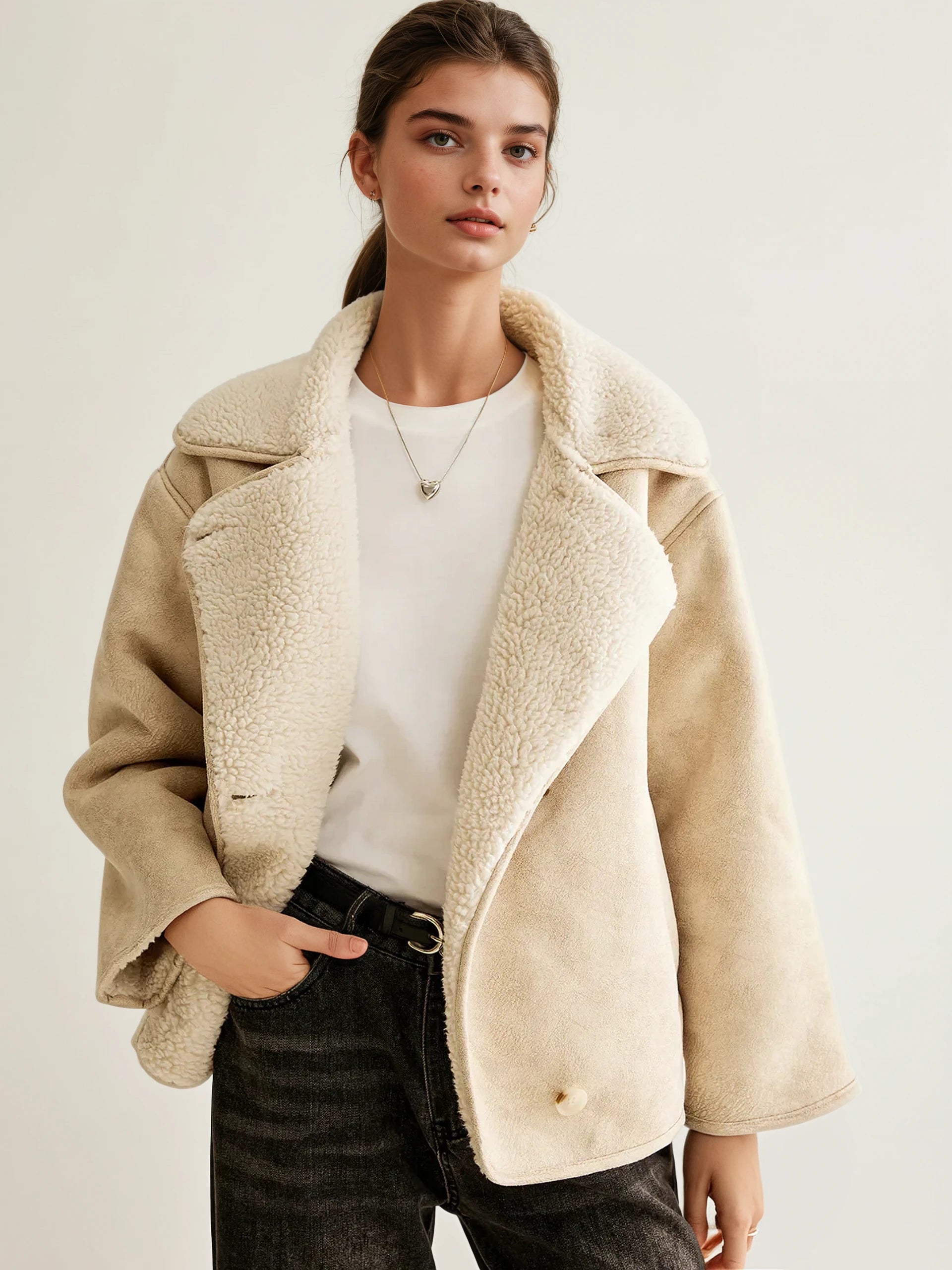 Cashmere-Blend Button Fleece Jacket - LA FEMME WANDERER
