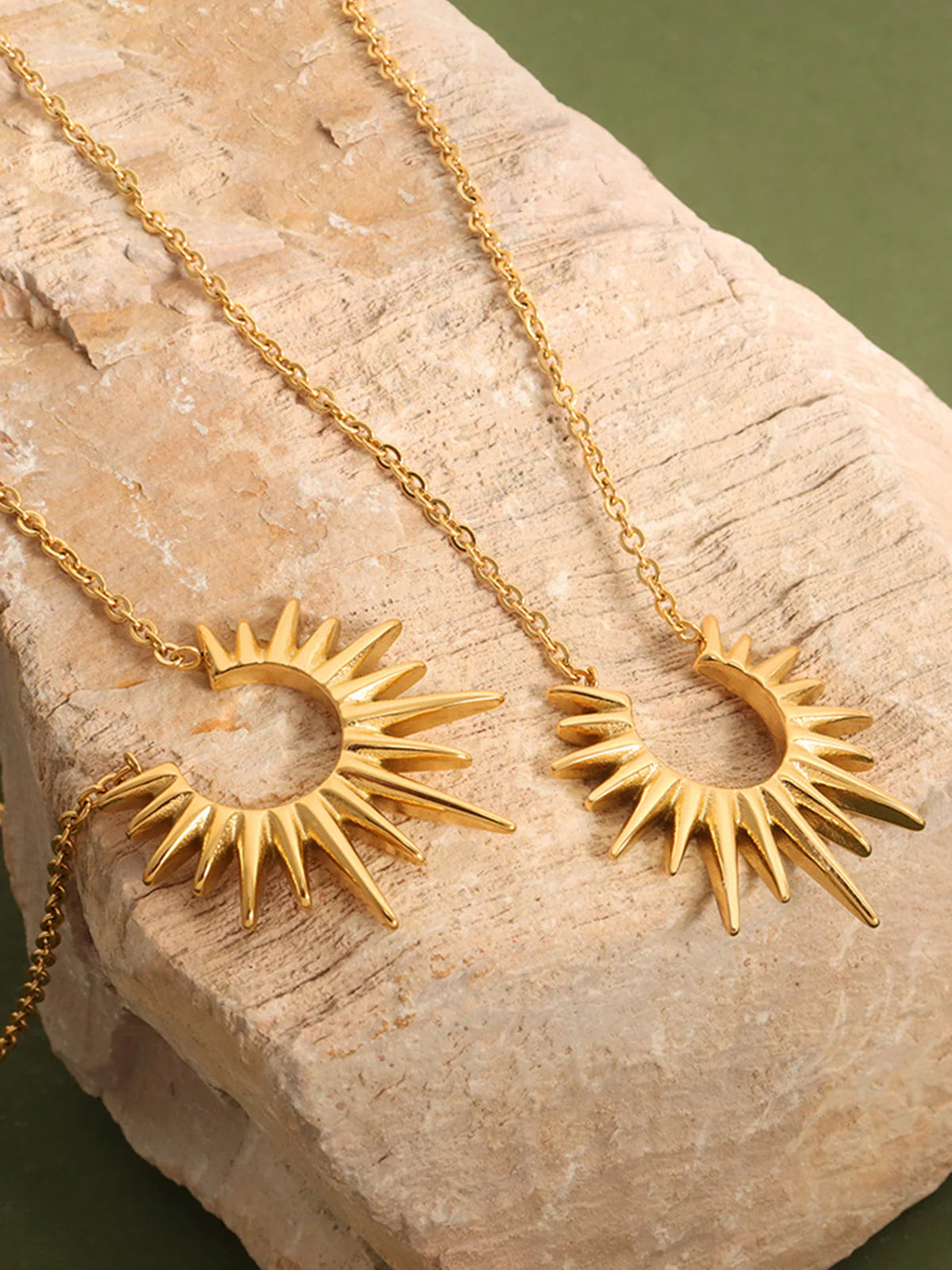 Golden Sunburst Pendant Necklace