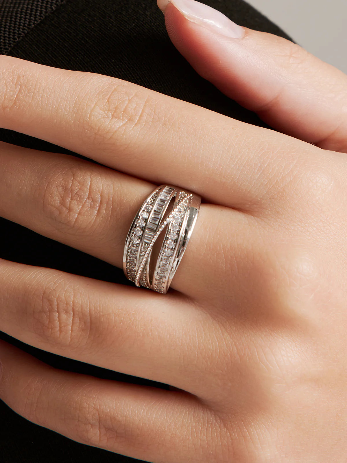 Elegant Multi-Layer Zircon Ring