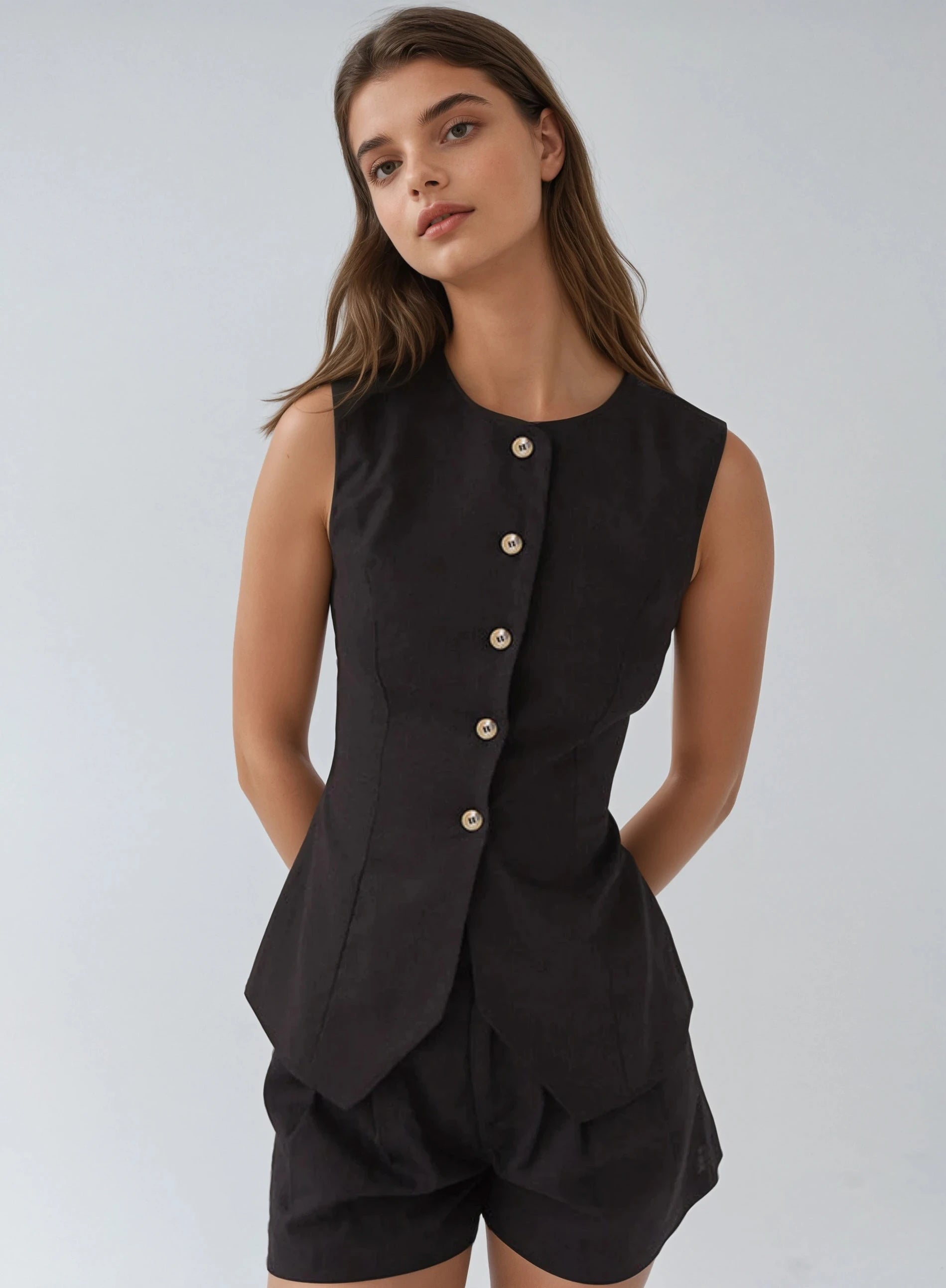 Linen Sleeveless Vest - LA FEMME WANDERER