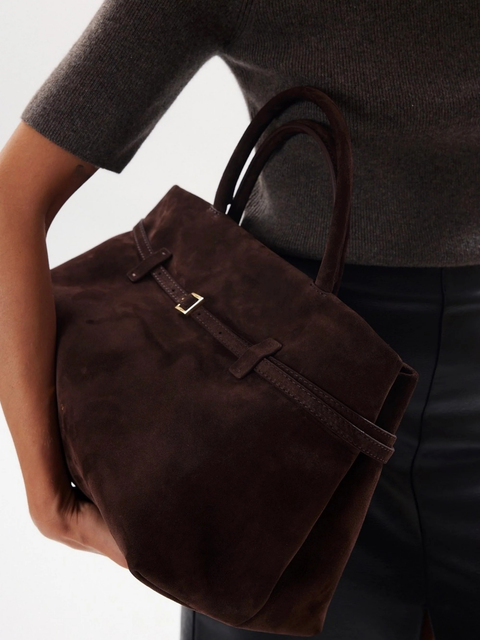 バッグ buckle design leather hand bag Vintage Buckle-Design Top-Handle Bag