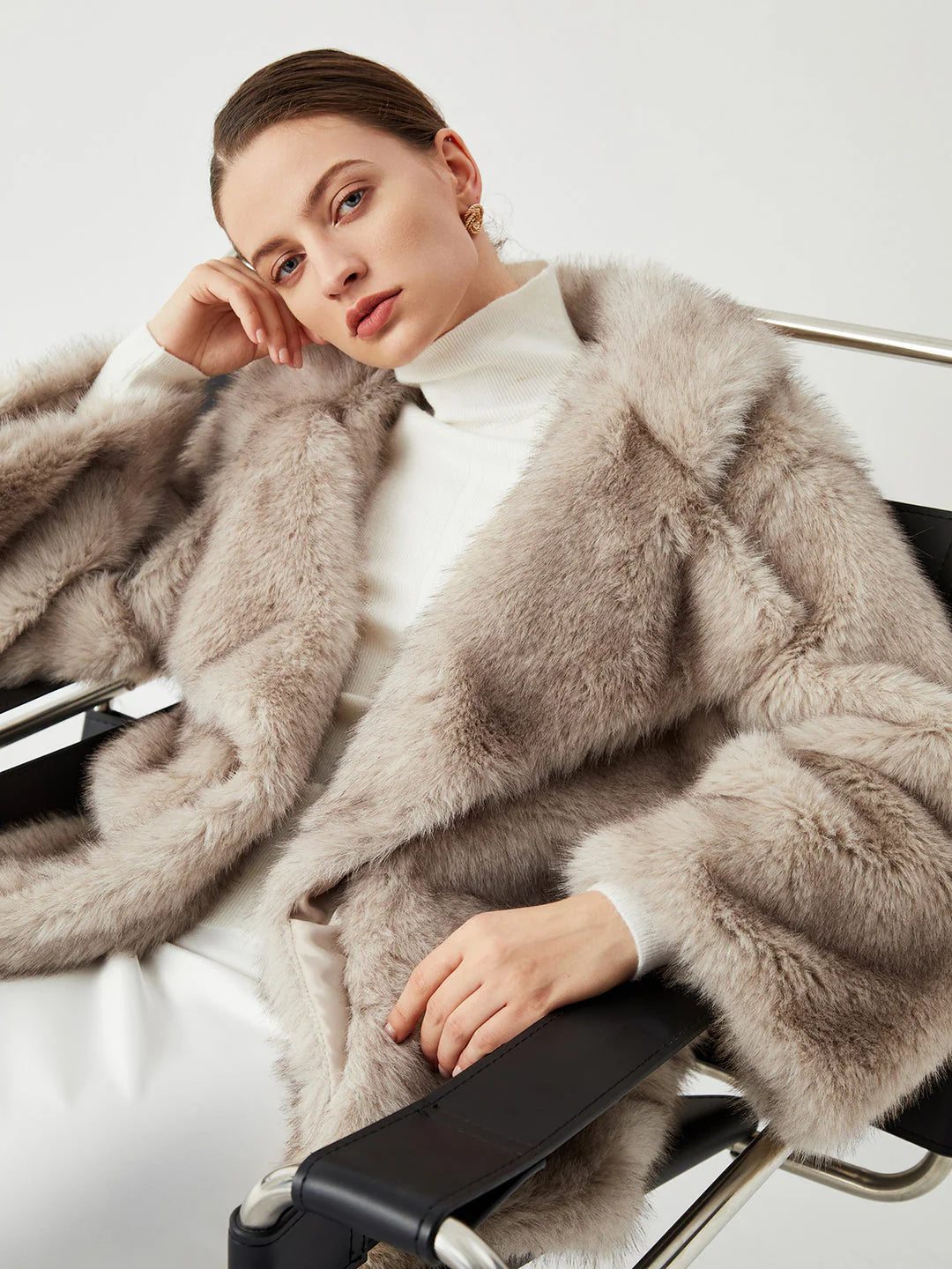 Glamorous Creamy Faux Fur Coat