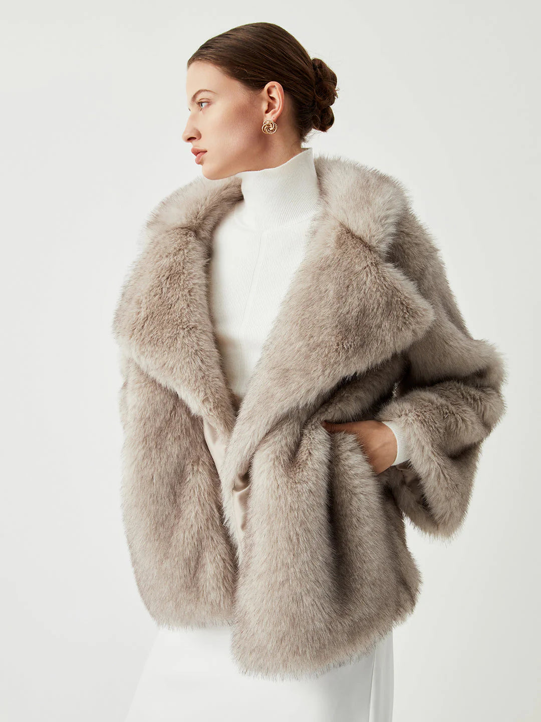 Glamorous Creamy Faux Fur Coat