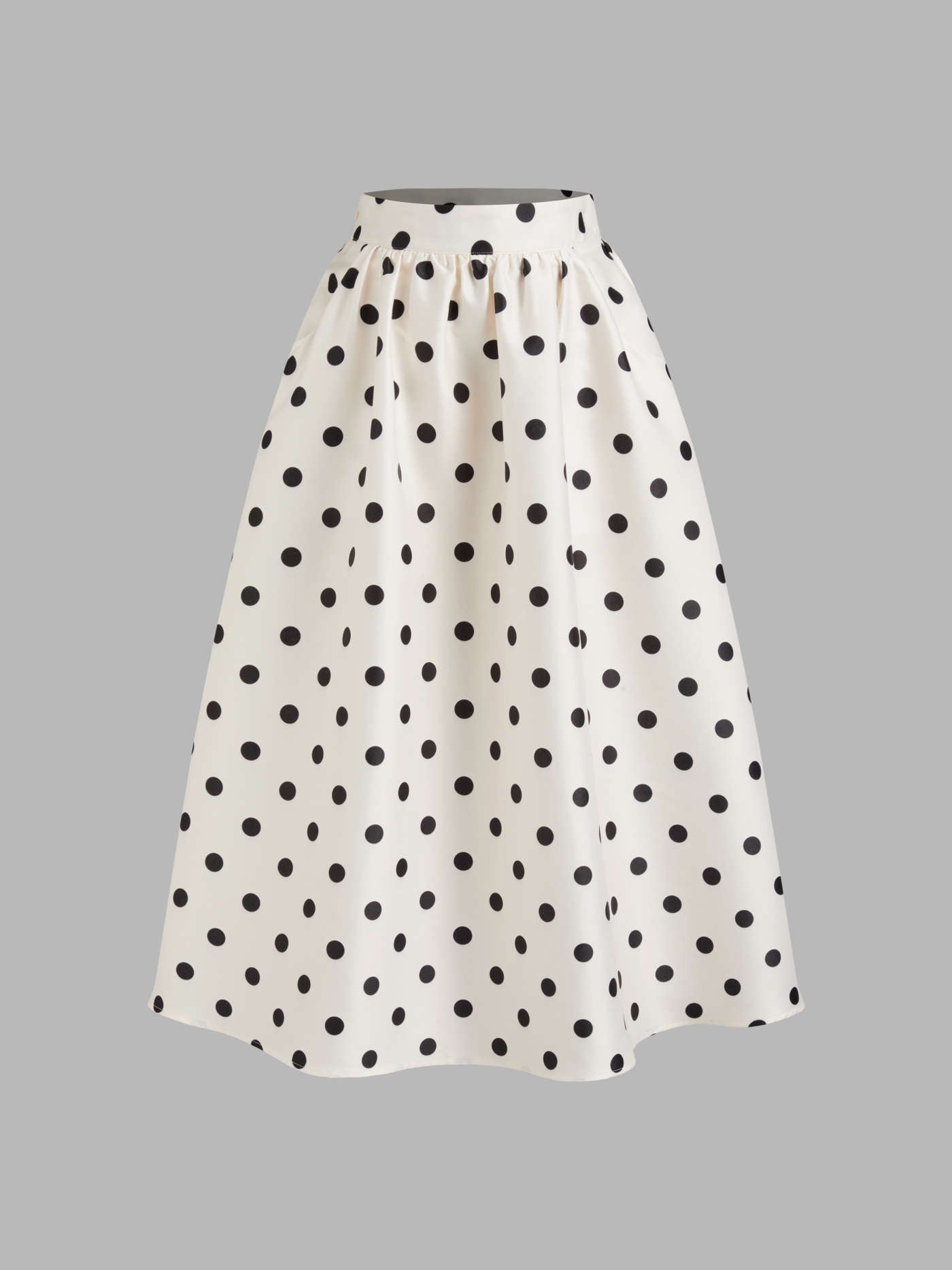 Mid Rise Polka Dot Pocket Ruffle Maxi Skirt