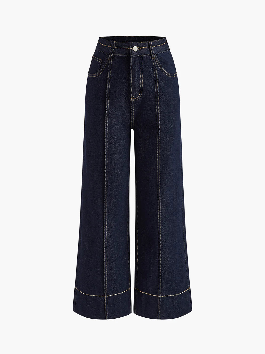 Elegant Style Wide Leg Denim Jeans - LA FEMME WANDERER