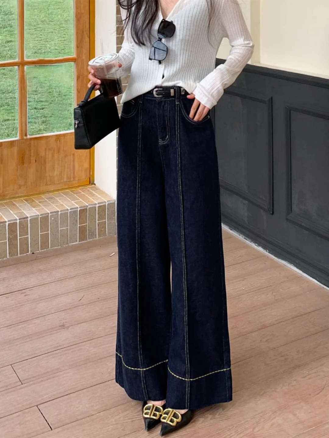 Elegant Style Wide Leg Denim Jeans - LA FEMME WANDERER