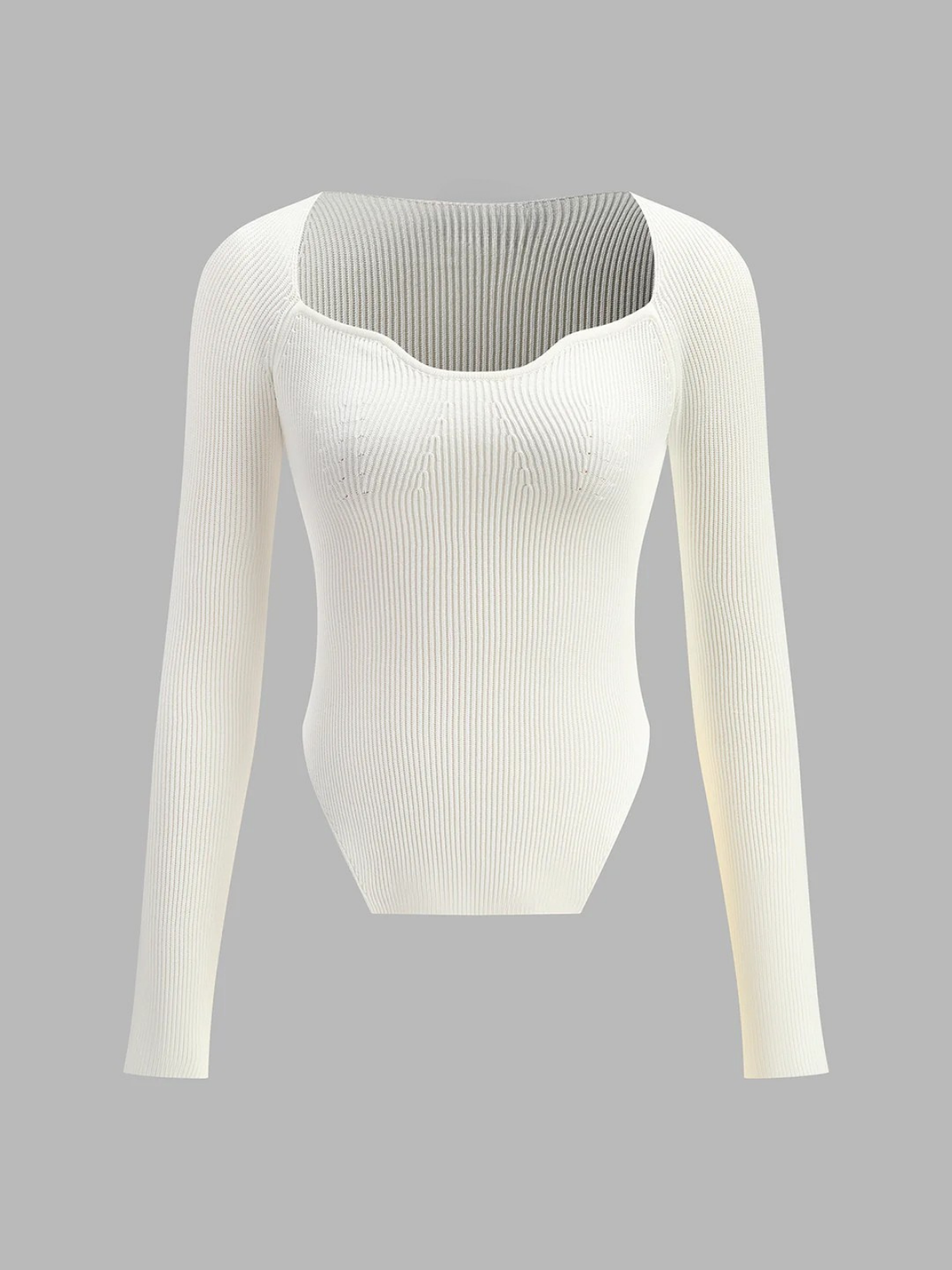 Elegant Sweetheart Long Sleeve Knit Top - LA FEMME WANDERER