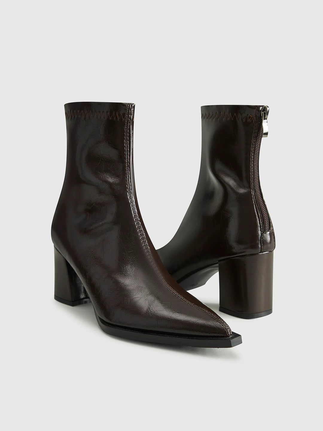 Thick Heel Zipper Ankle Boots - LA FEMME WANDERER