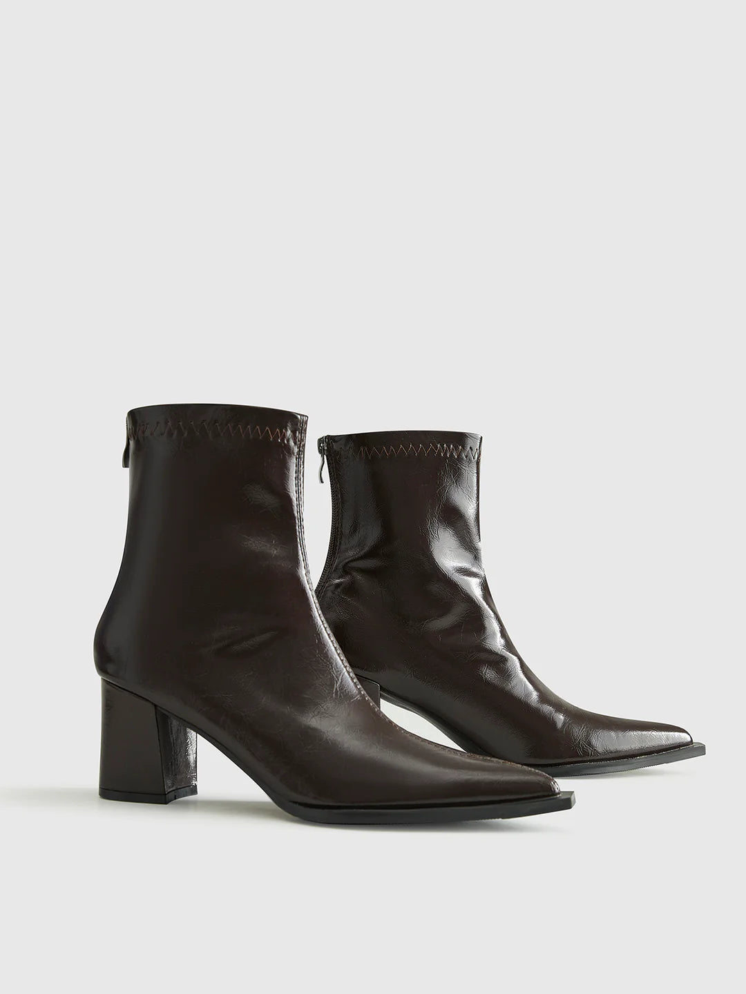 Thick Heel Zipper Ankle Boots - LA FEMME WANDERER