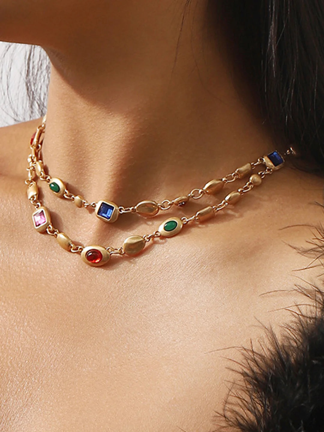 Double-Layer Colorful Beaded Necklace - LA FEMME WANDERER