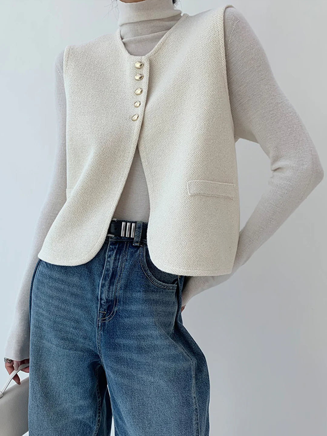 Old Money Style Split Sweater Vest - LA FEMME WANDERER