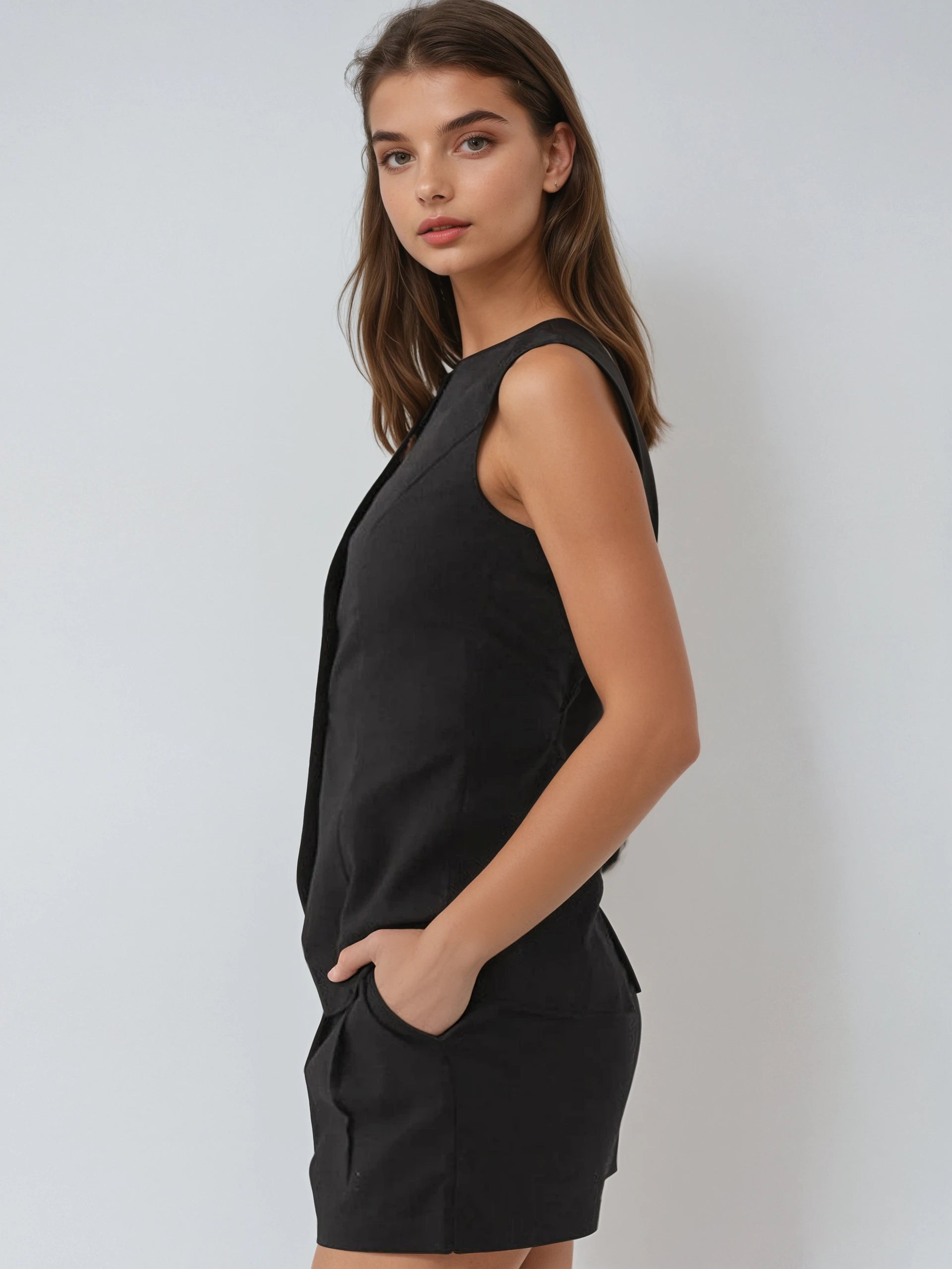 Linen Sleeveless Vest - LA FEMME WANDERER