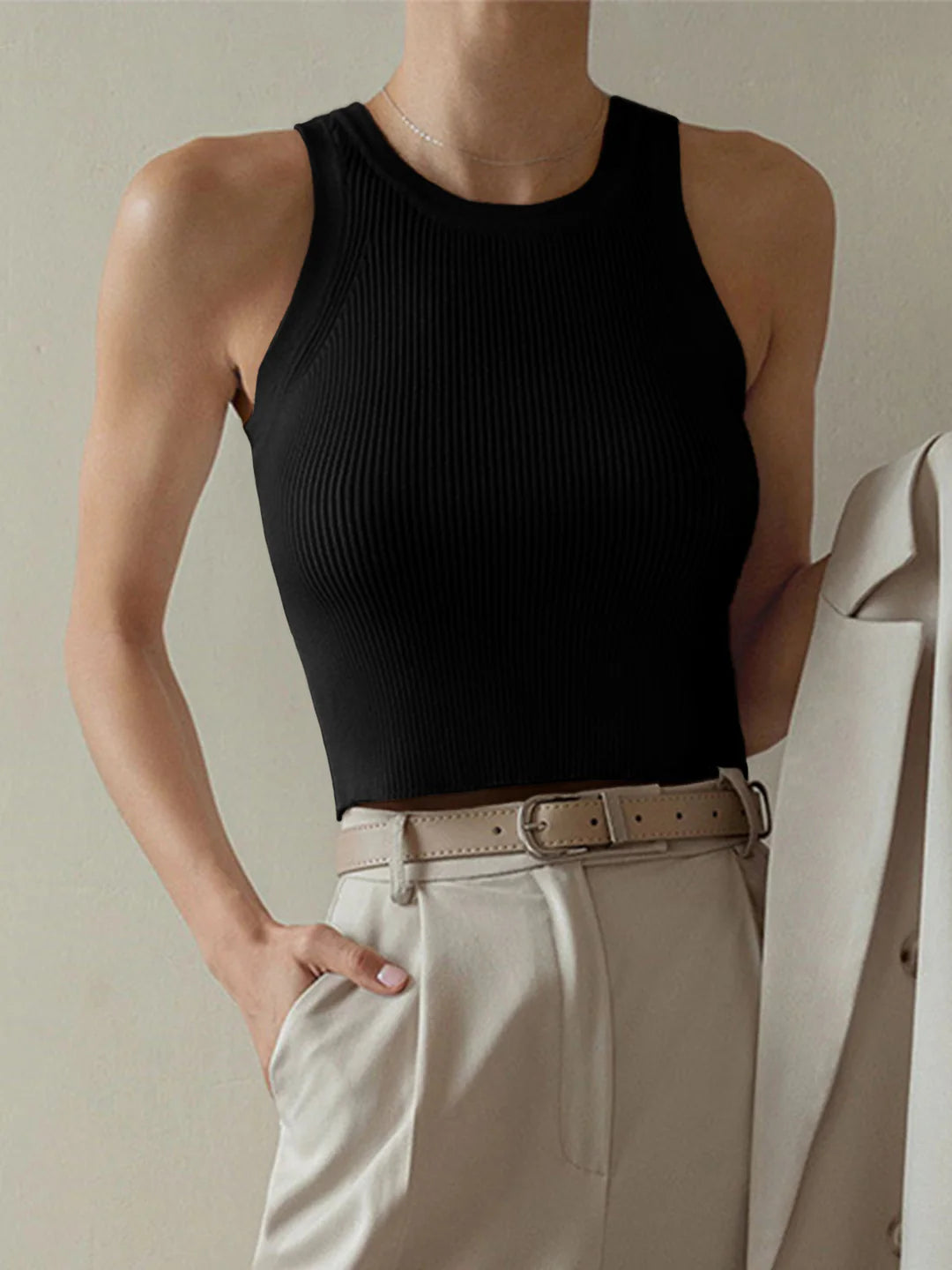 Solid Ribbed Sweater Top