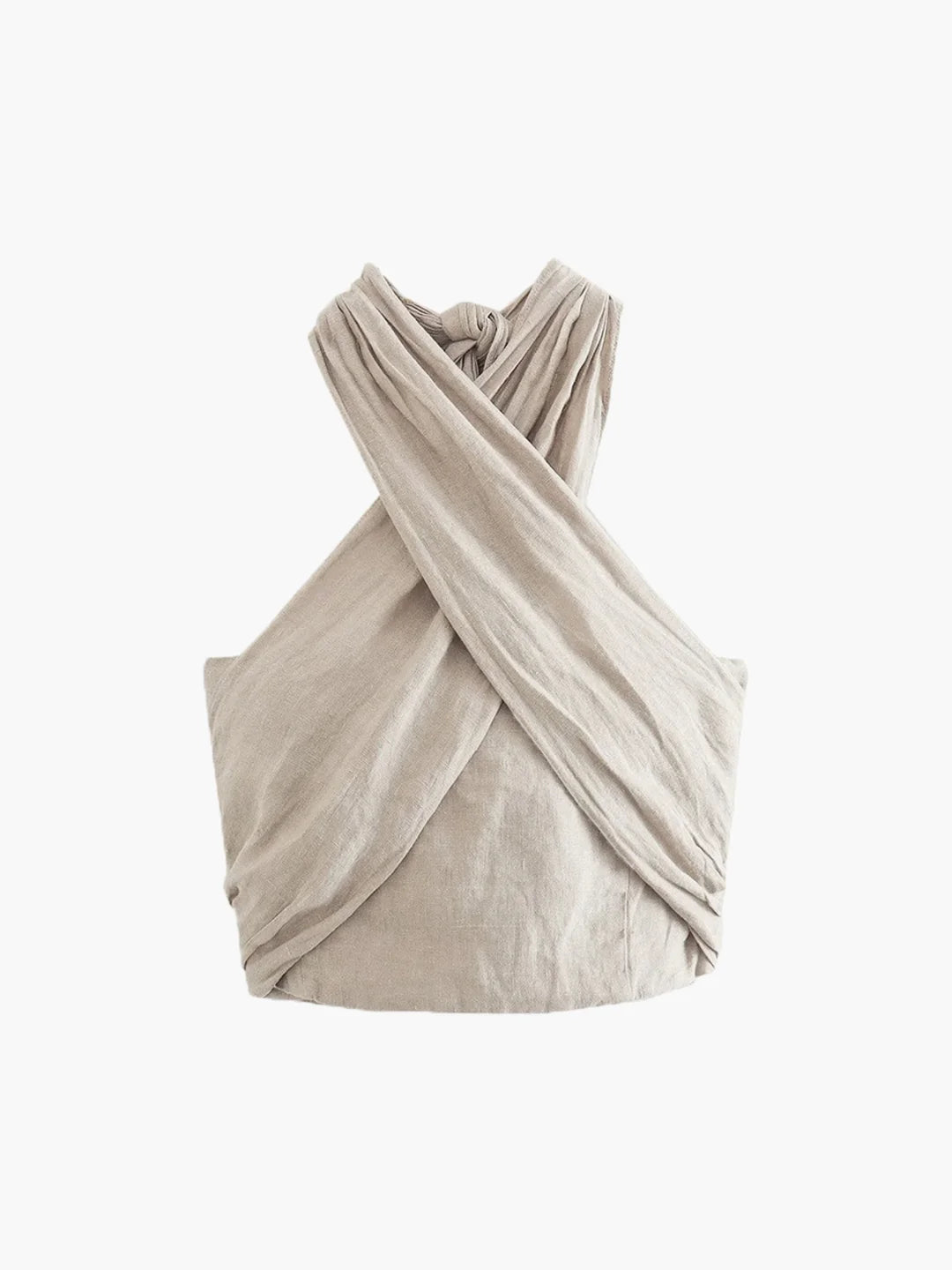 Linen Crisscross Halter Tank Top