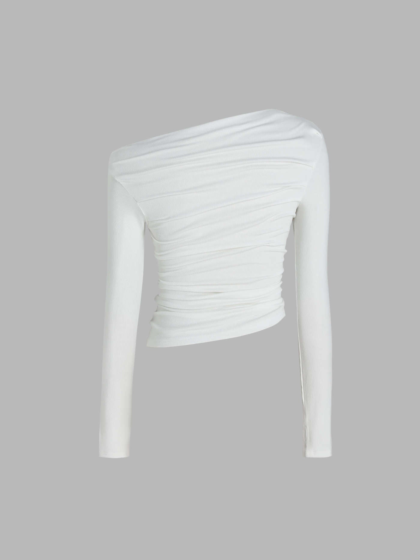 Solid Asymmetrical Neck Long Sleeve Top