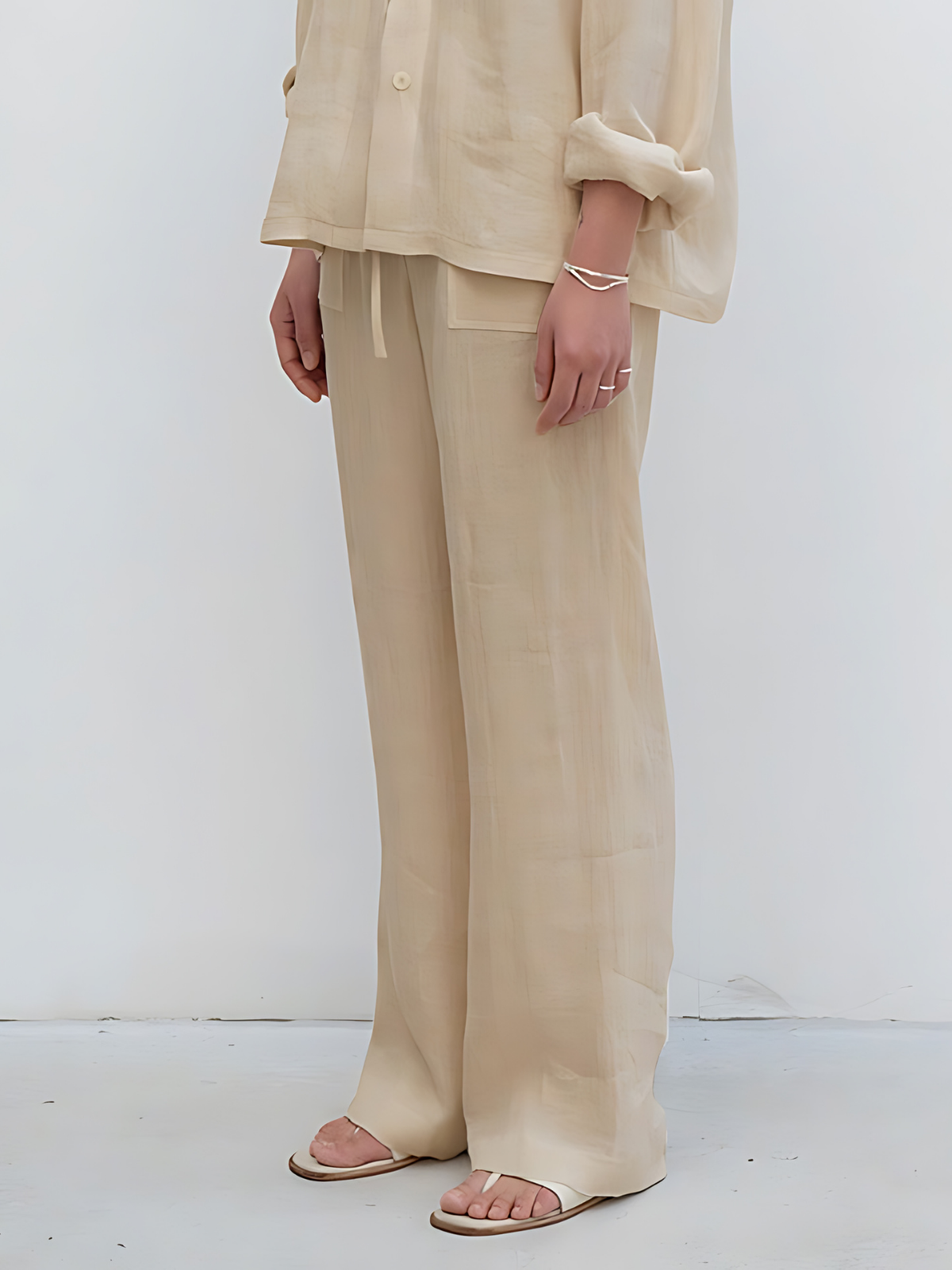 Linen High Waist Straight-Leg Pants