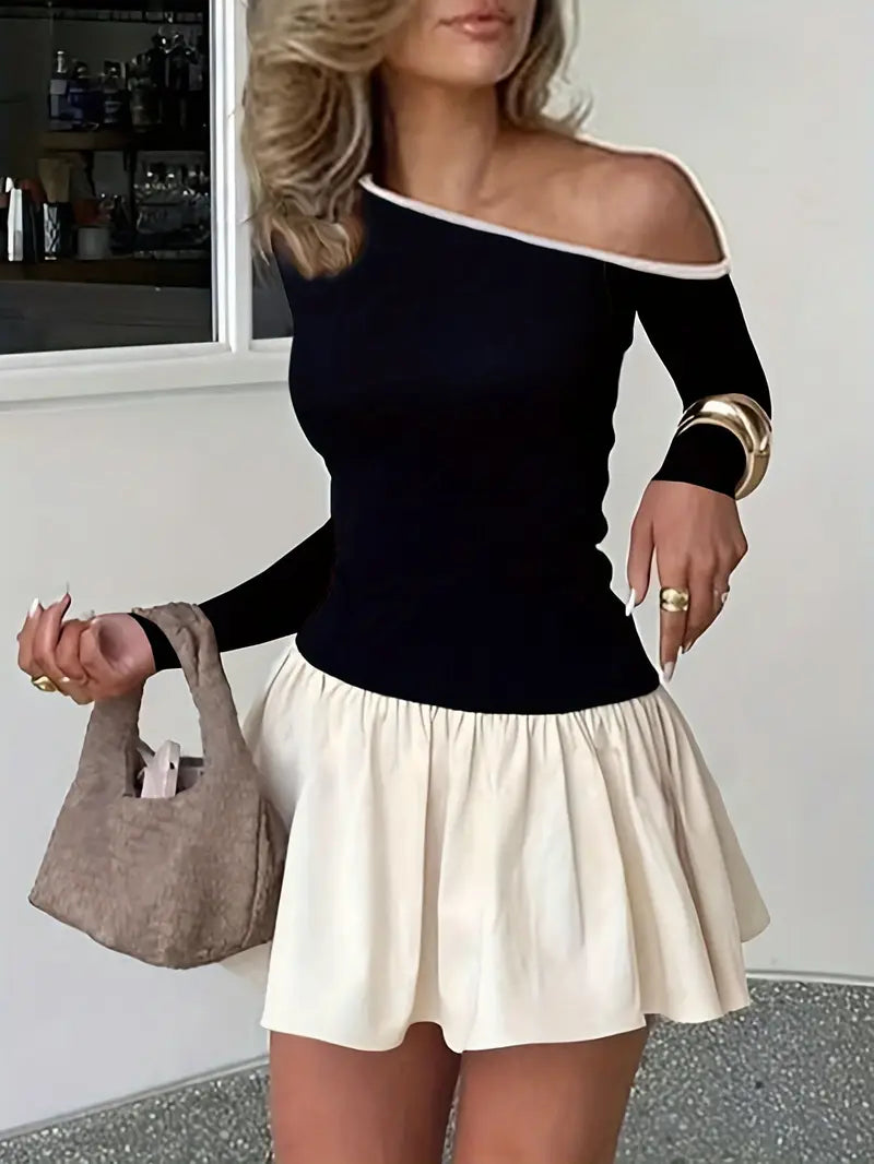 Always Elegant Off-shoulder Long-sleeved Top