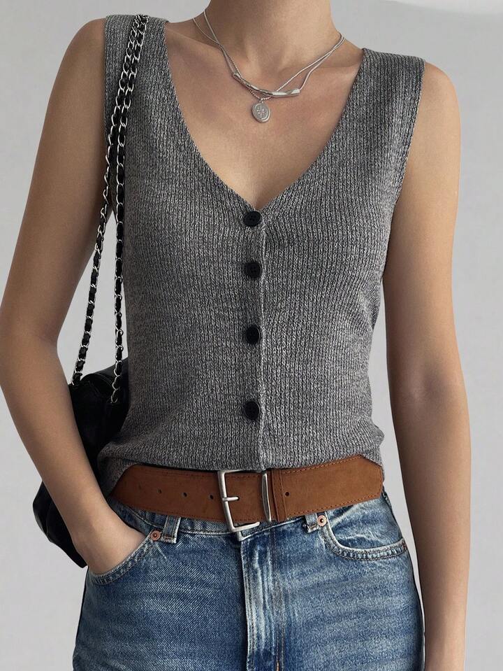 Everyday Chic V-Neck Sleeveless Knit Top