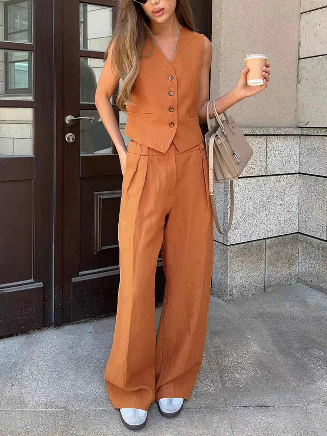 Always Chic Cotton & Linen Pants Matching Set