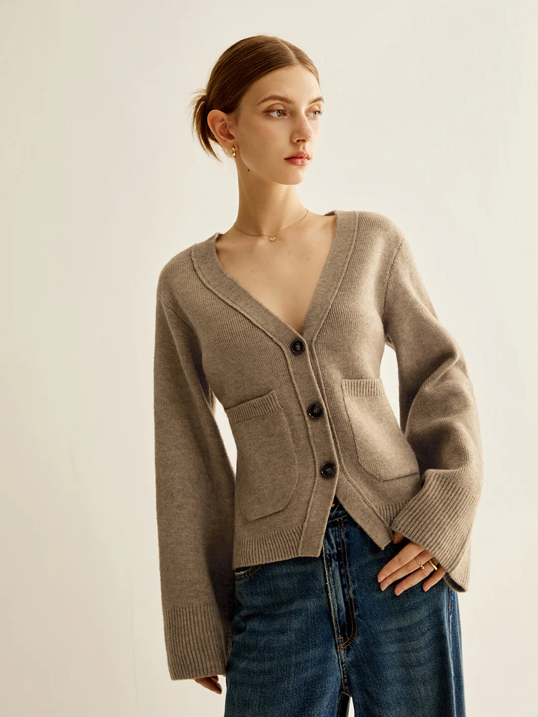 V-neck Button Knitted Cardigan