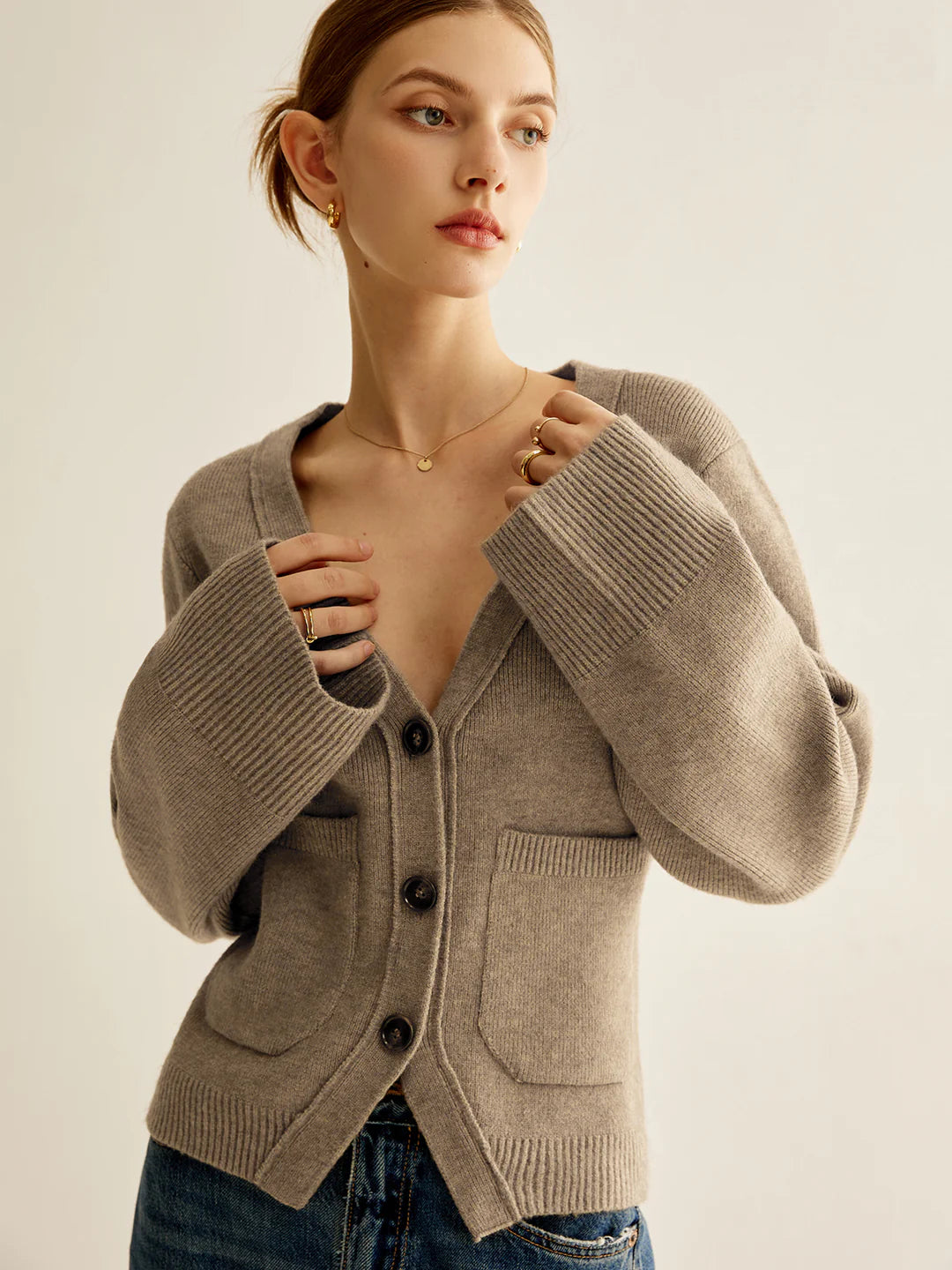 V-neck Button Knitted Cardigan