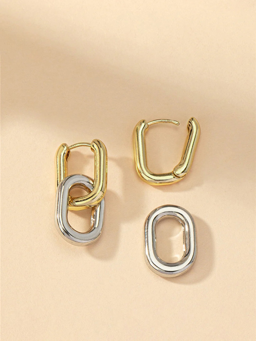 Lantern Ring Two-Tone Hoop Drop Earrings