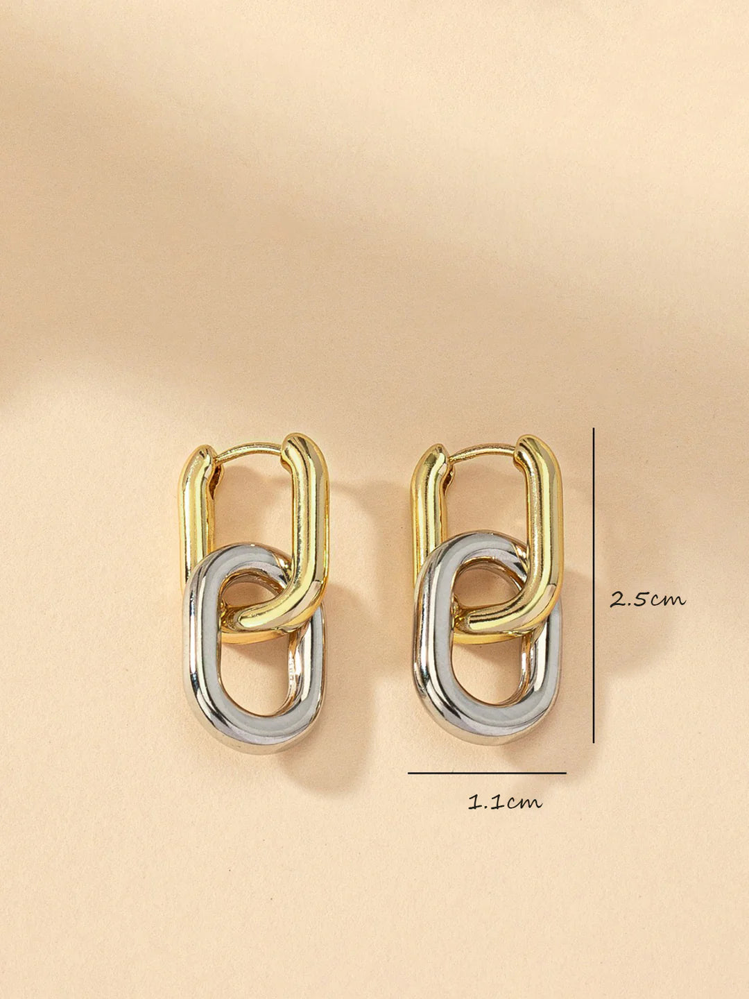 Lantern Ring Two-Tone Hoop Drop Earrings