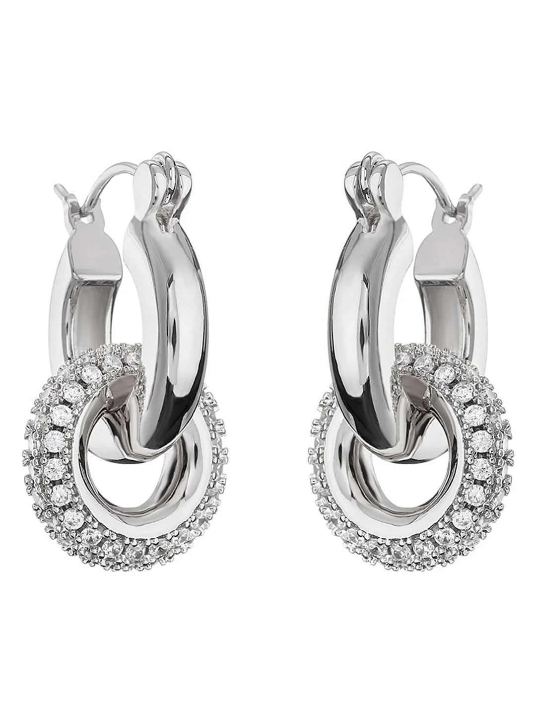 Retro Polished Double Hoop Earrings