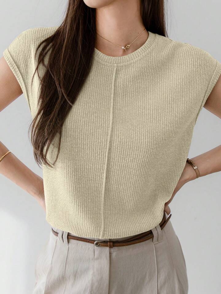 Soft-Touch Minimal Knit Tee for Elevated Everyday Wear